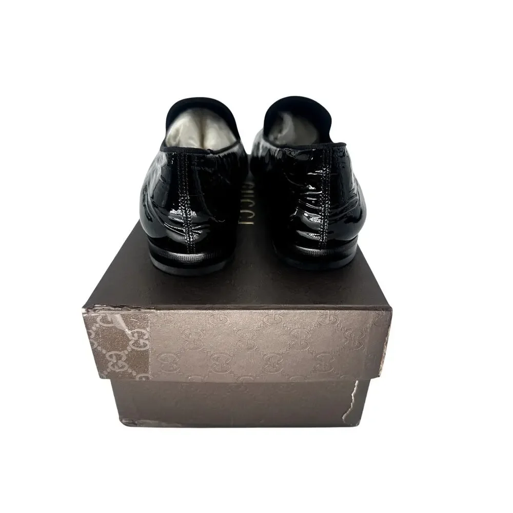 Gucci Glossy Black Vernice Crystal Leather Slip-On Loafers Men's Size EU41 US7.5
